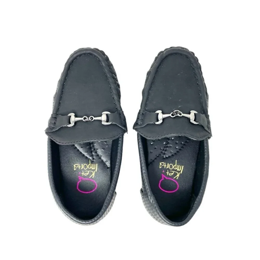 Ket Importa Black Peforated Horsebit Driving Loafers Size 25/ 9 (Little Boy)
